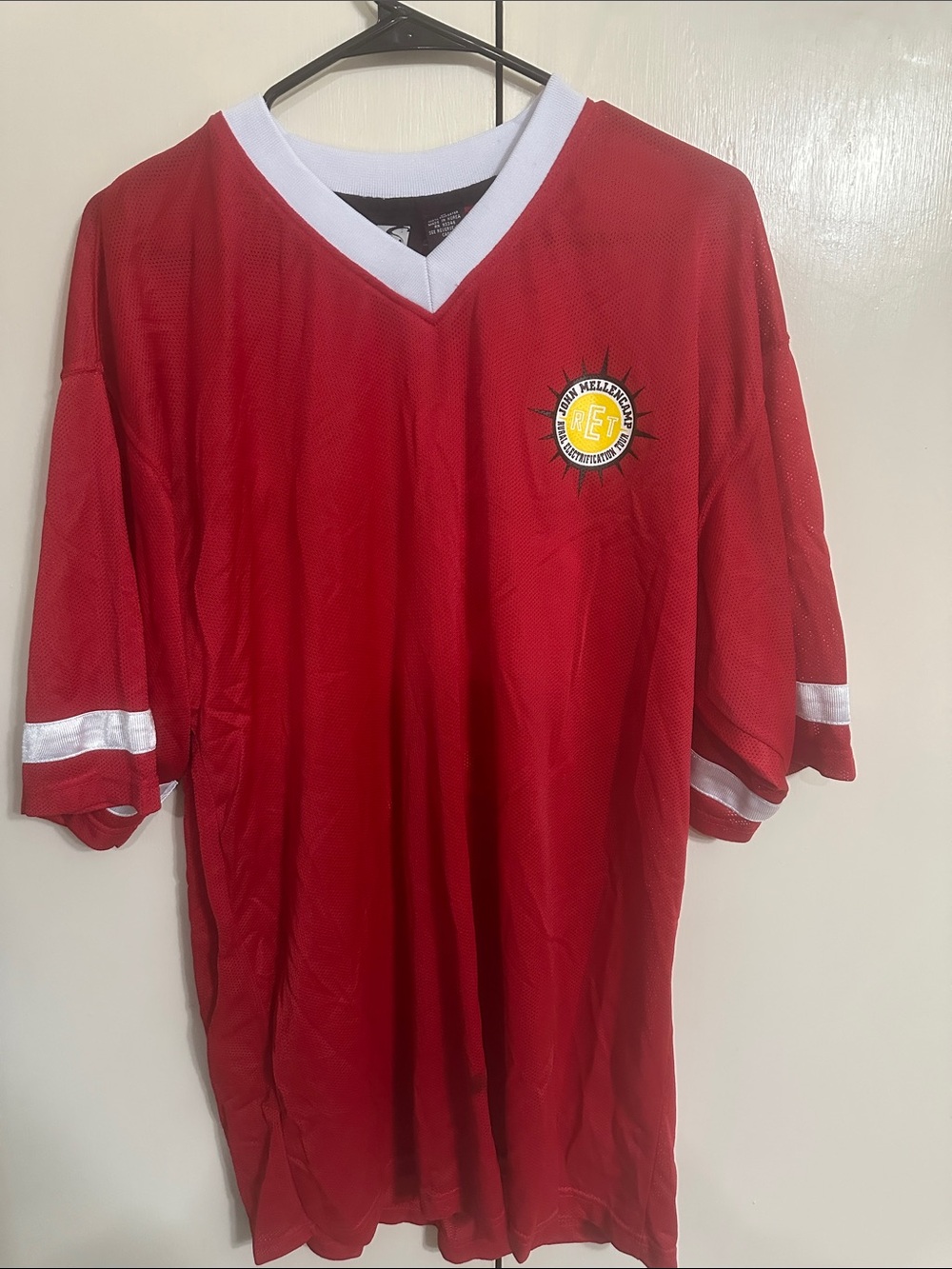 Signature Red V-Neck Sports Jersey with White Trim